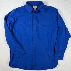 L.L. Bean Chamois Cloth Shirt Size Large Men's Button-Down Shirt in Royal Blue